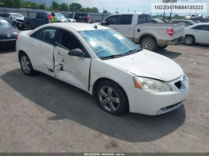 2008 Pontiac G6 VIN: 1G2ZG57N884135222 Lot: 42232786