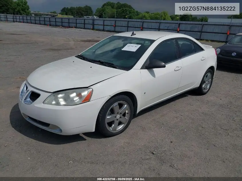 2008 Pontiac G6 VIN: 1G2ZG57N884135222 Lot: 42232786
