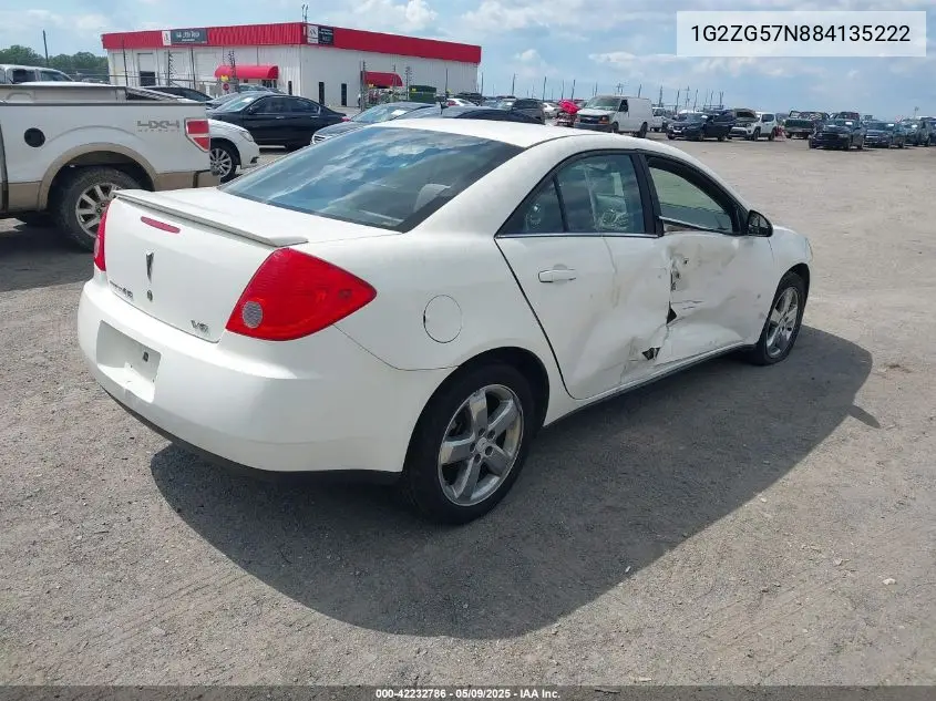 2008 Pontiac G6 VIN: 1G2ZG57N884135222 Lot: 42232786