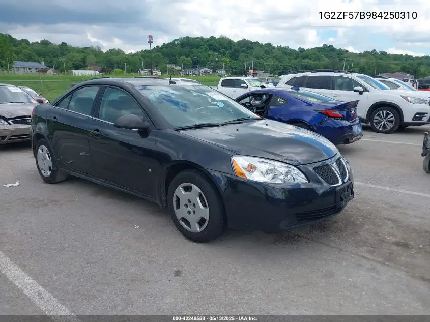 2008 Pontiac G6 Value Leader VIN: 1G2ZF57B984250310 Lot: 42248558
