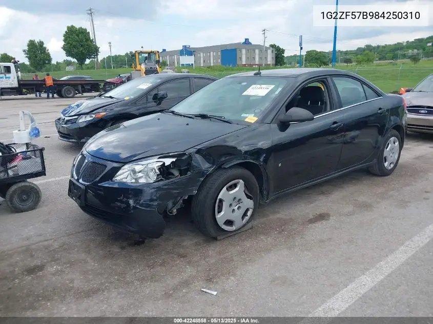 2008 Pontiac G6 Value Leader VIN: 1G2ZF57B984250310 Lot: 42248558