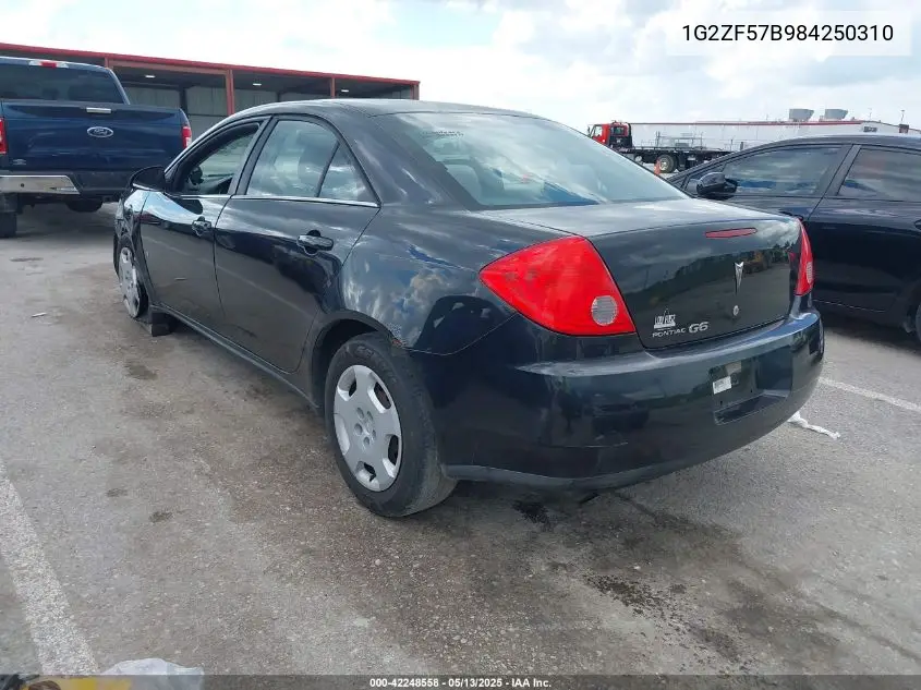 2008 Pontiac G6 Value Leader VIN: 1G2ZF57B984250310 Lot: 42248558