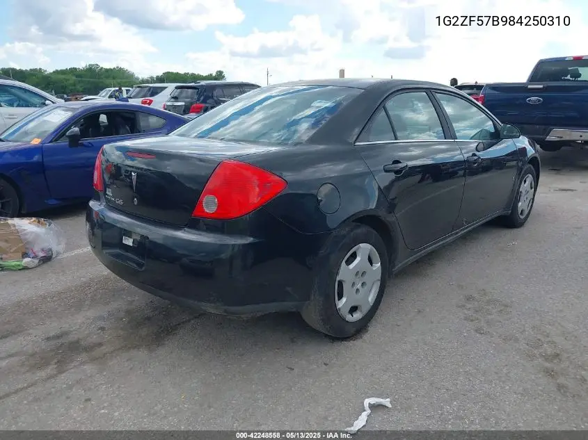 2008 Pontiac G6 Value Leader VIN: 1G2ZF57B984250310 Lot: 42248558