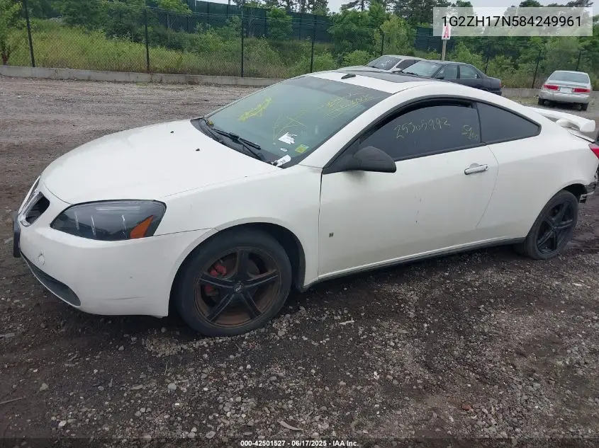 2008 Pontiac G6 Gt VIN: 1G2ZH17N584249961 Lot: 42501527