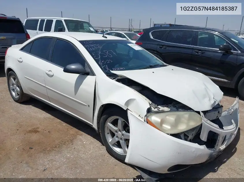 2008 Pontiac G6 VIN: 1G2ZG57N484185387 Lot: 42515989