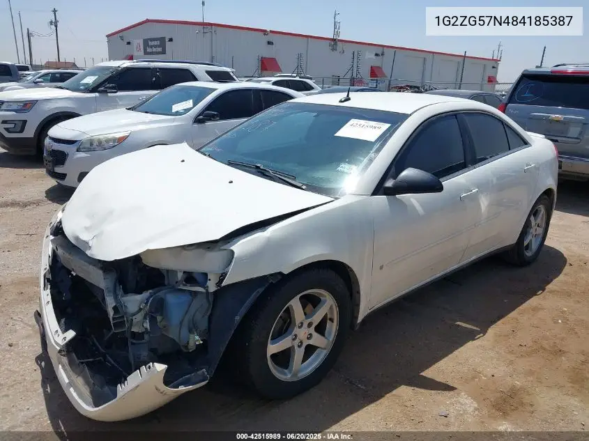 2008 Pontiac G6 VIN: 1G2ZG57N484185387 Lot: 42515989