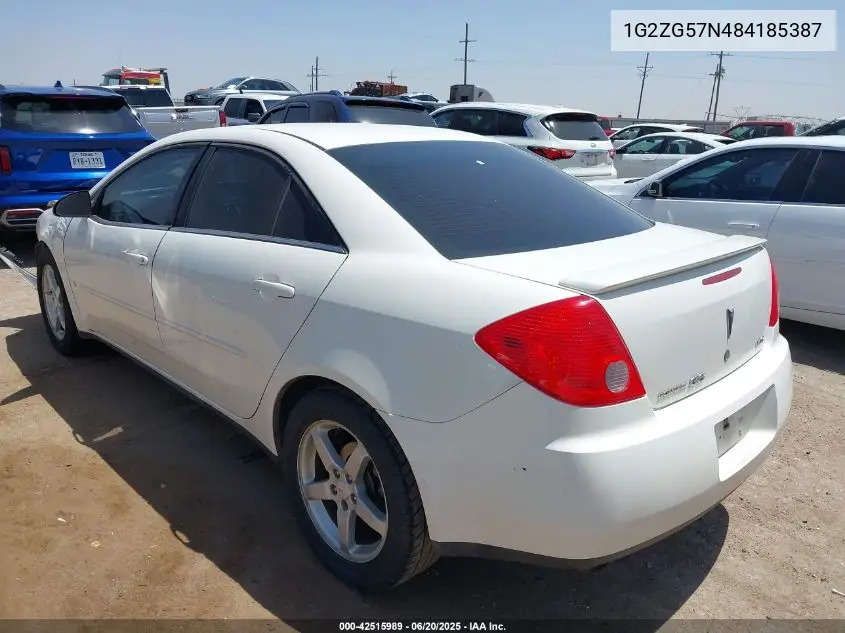 2008 Pontiac G6 VIN: 1G2ZG57N484185387 Lot: 42515989