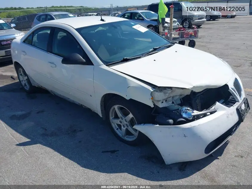 2008 Pontiac G6 VIN: 1G2ZG57N184122005 Lot: 42543941