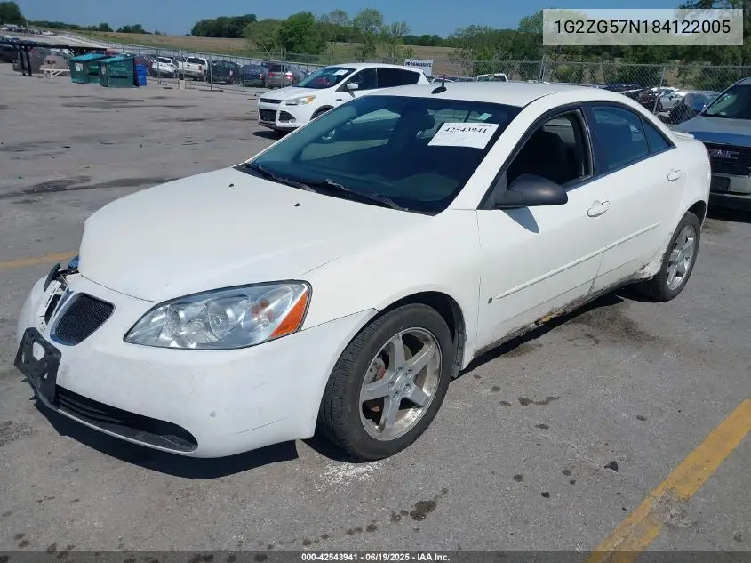2008 Pontiac G6 VIN: 1G2ZG57N184122005 Lot: 42543941