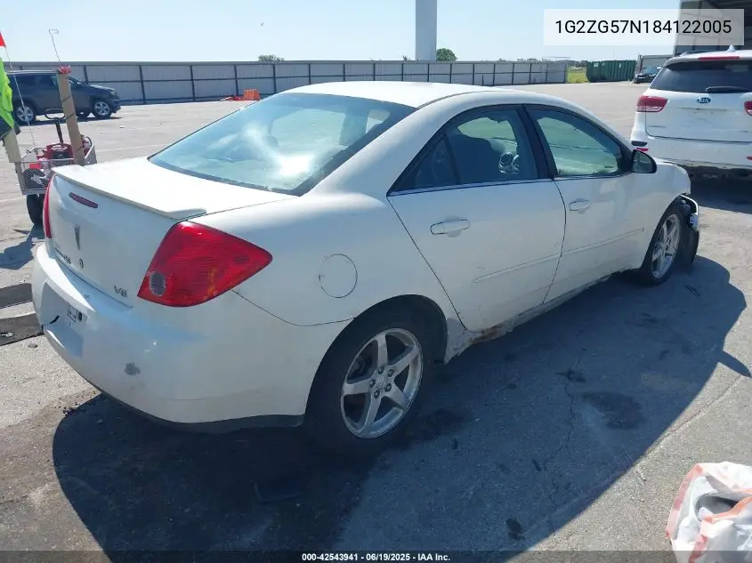 2008 Pontiac G6 VIN: 1G2ZG57N184122005 Lot: 42543941