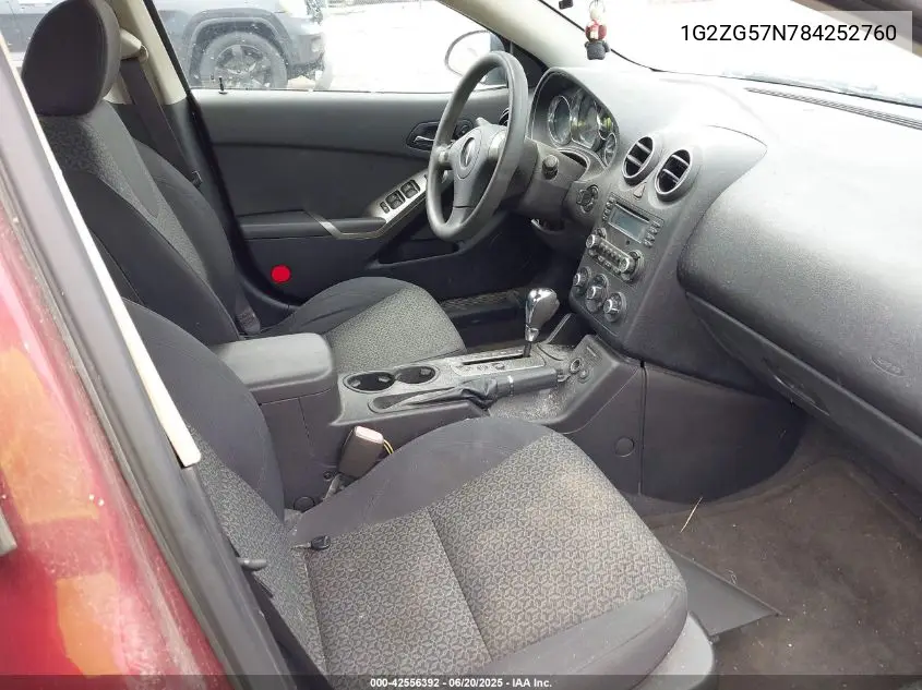 2008 Pontiac G6 VIN: 1G2ZG57N784252760 Lot: 42556392