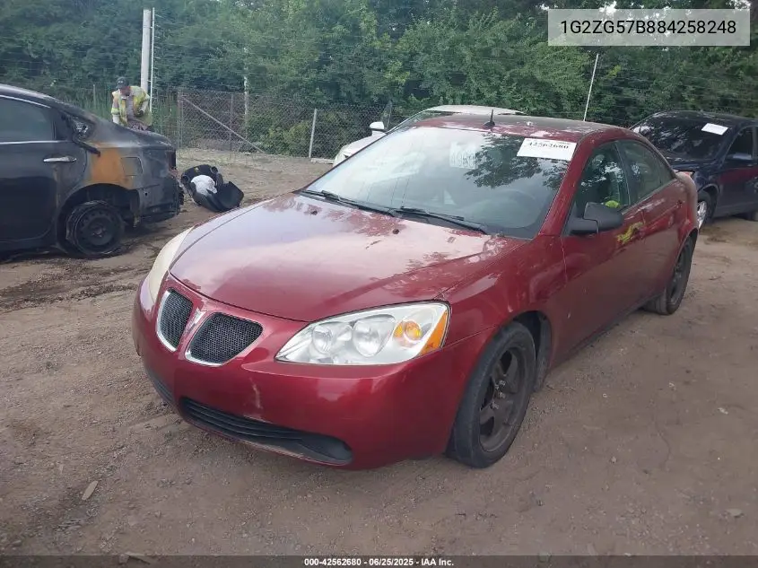 2008 Pontiac G6 VIN: 1G2ZG57B884258248 Lot: 42562680