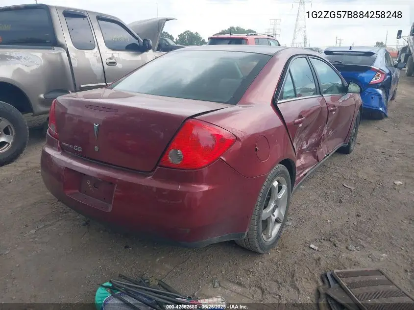 2008 Pontiac G6 VIN: 1G2ZG57B884258248 Lot: 42562680