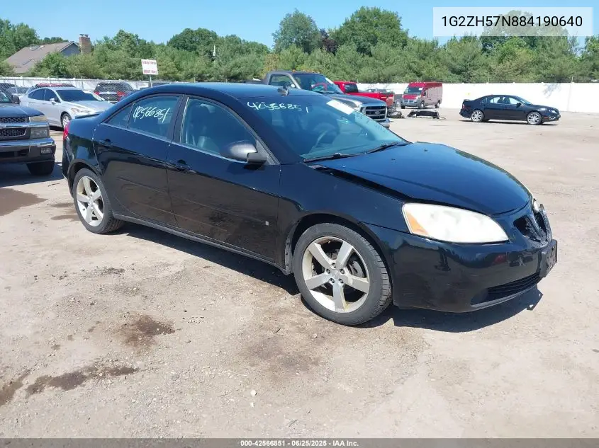 2008 Pontiac G6 Gt VIN: 1G2ZH57N884190640 Lot: 42566851