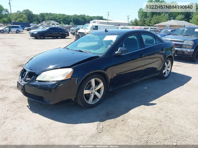 2008 Pontiac G6 Gt VIN: 1G2ZH57N884190640 Lot: 42566851