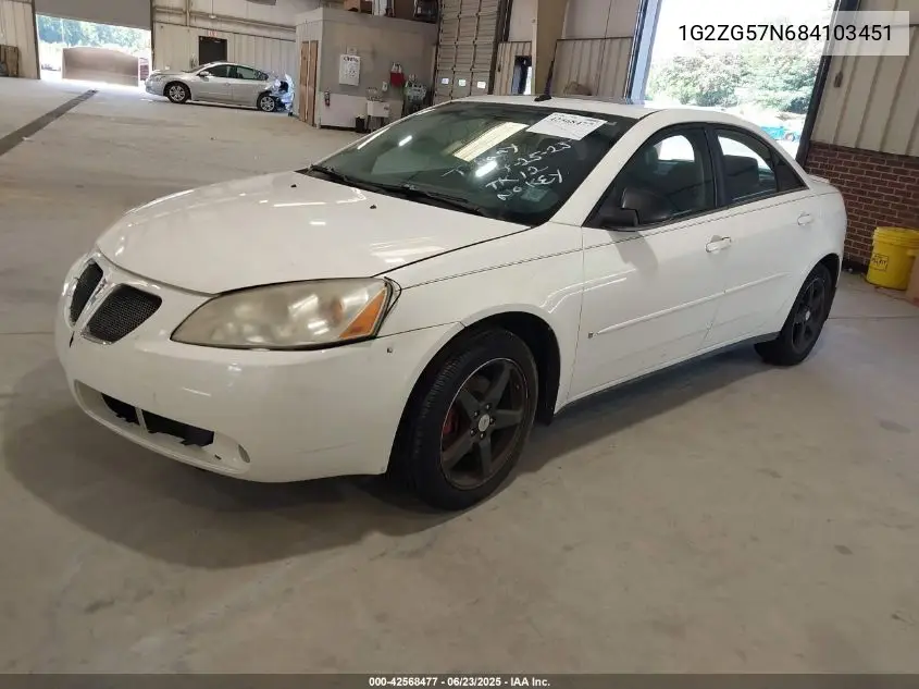 2008 Pontiac G6 VIN: 1G2ZG57N684103451 Lot: 42568477