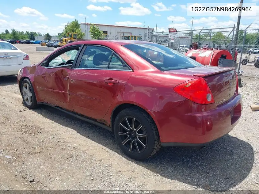 2008 Pontiac G6 VIN: 1G2ZG57N984269964 Lot: 42601840