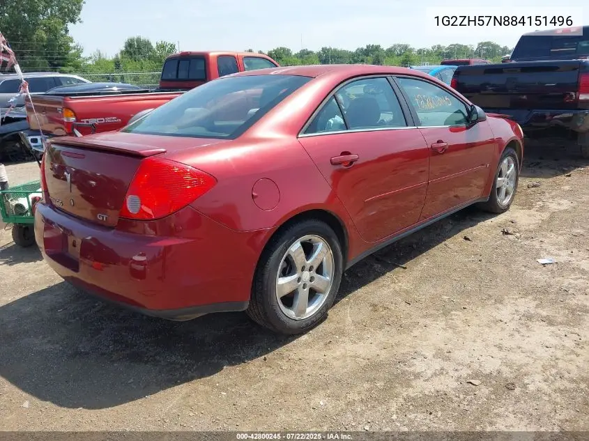 2008 Pontiac G6 Gt VIN: 1G2ZH57N884151496 Lot: 42800245
