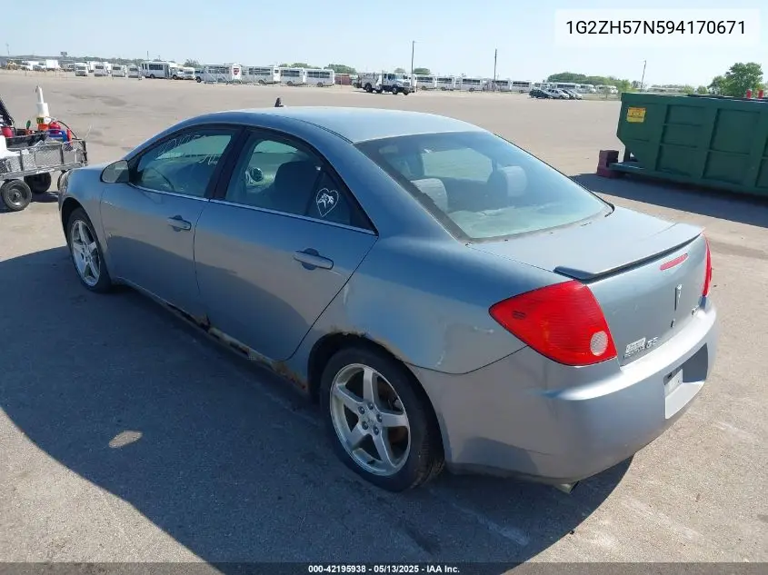 2009 Pontiac G6 Gt VIN: 1G2ZH57N594170671 Lot: 42195938