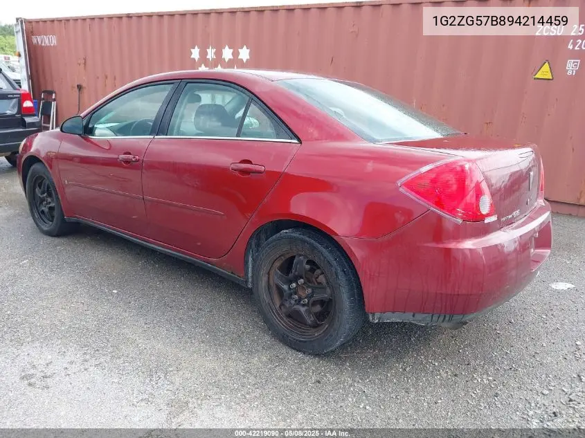 2009 Pontiac G6 VIN: 1G2ZG57B894214459 Lot: 42219090
