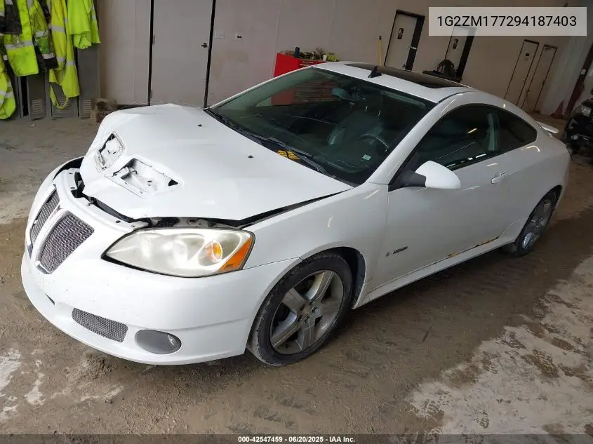 2009 Pontiac G6 Gxp VIN: 1G2ZM177294187403 Lot: 42547459