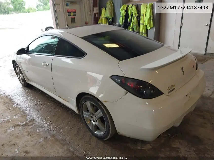 2009 Pontiac G6 Gxp VIN: 1G2ZM177294187403 Lot: 42547459
