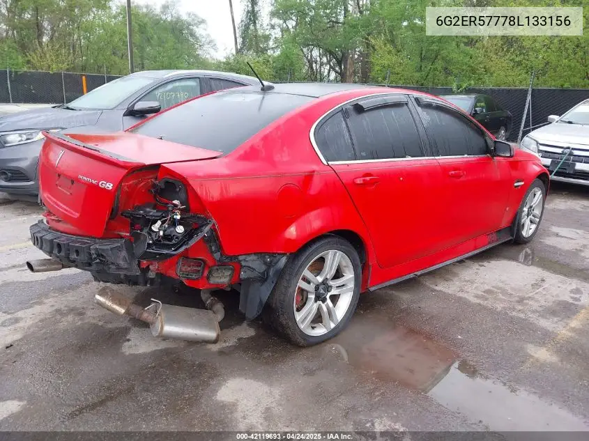 2008 Pontiac G8 VIN: 6G2ER57778L133156 Lot: 42119693