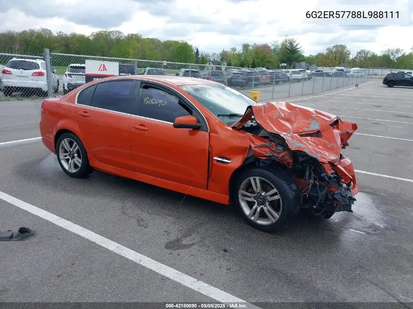 2008 Pontiac G8 VIN: 6G2ER57788L988111 Lot: 42180090