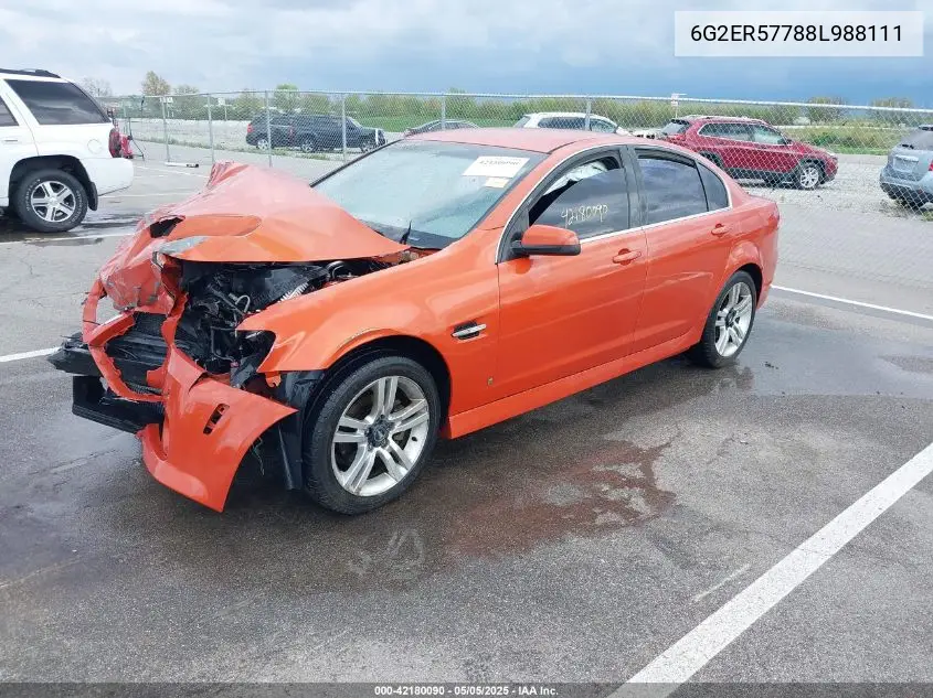 2008 Pontiac G8 VIN: 6G2ER57788L988111 Lot: 42180090