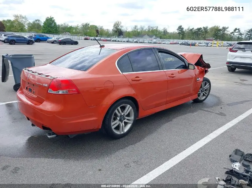 2008 Pontiac G8 VIN: 6G2ER57788L988111 Lot: 42180090