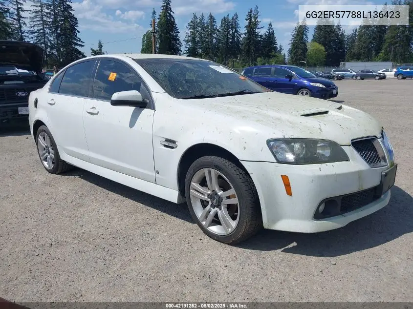 2008 Pontiac G8 VIN: 6G2ER57788L136423 Lot: 42191262