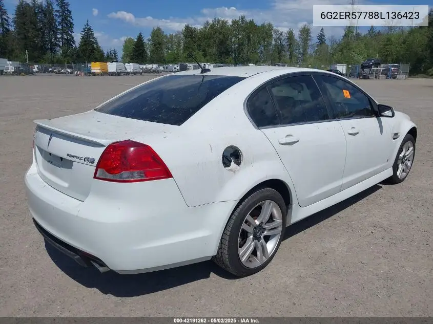 2008 Pontiac G8 VIN: 6G2ER57788L136423 Lot: 42191262