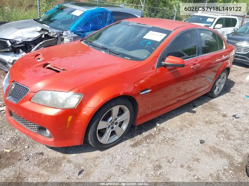 2008 Pontiac G8 Gt VIN: 6G2EC57Y18L149122 Lot: 42493743