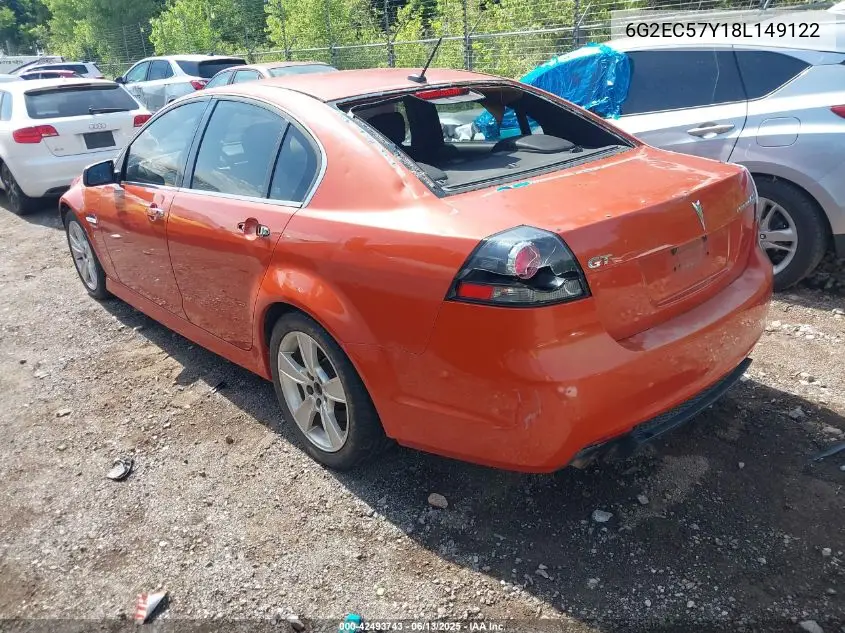 2008 Pontiac G8 Gt VIN: 6G2EC57Y18L149122 Lot: 42493743