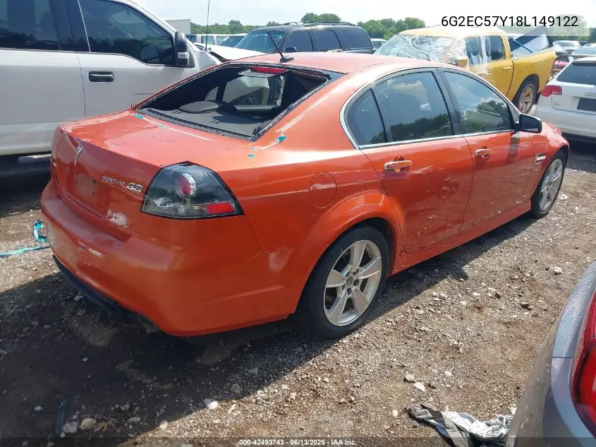 2008 Pontiac G8 Gt VIN: 6G2EC57Y18L149122 Lot: 42493743