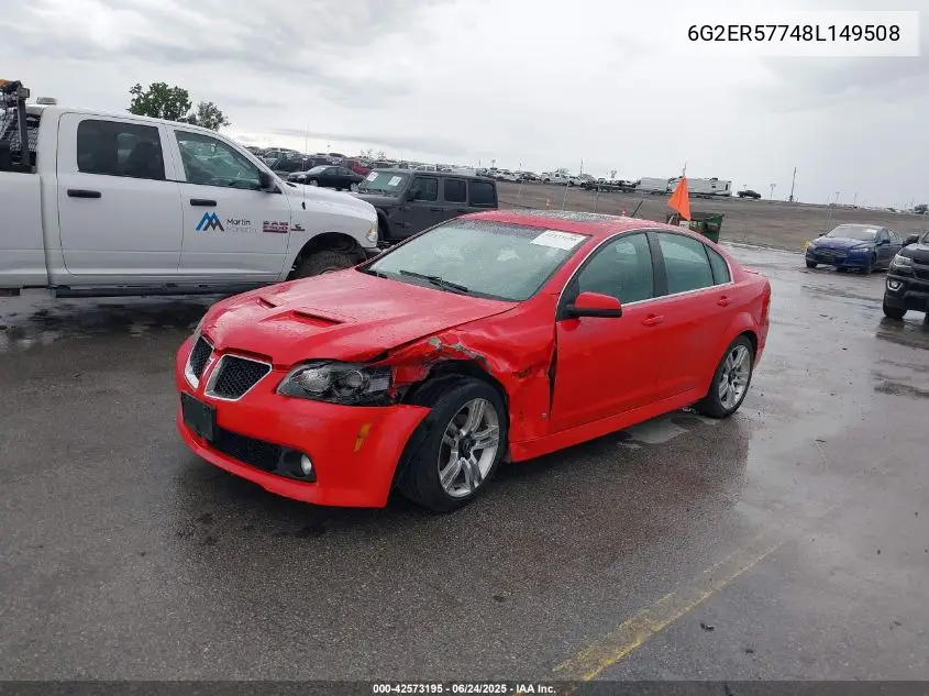 2008 Pontiac G8 VIN: 6G2ER57748L149508 Lot: 42573195