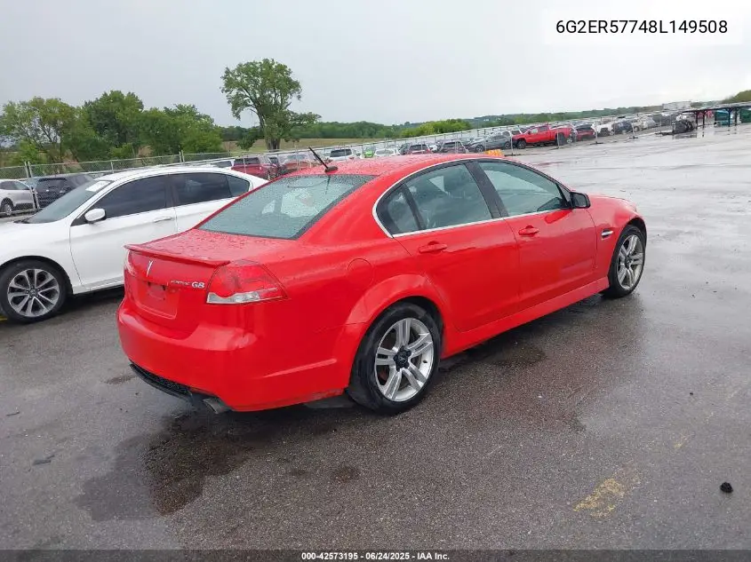 2008 Pontiac G8 VIN: 6G2ER57748L149508 Lot: 42573195