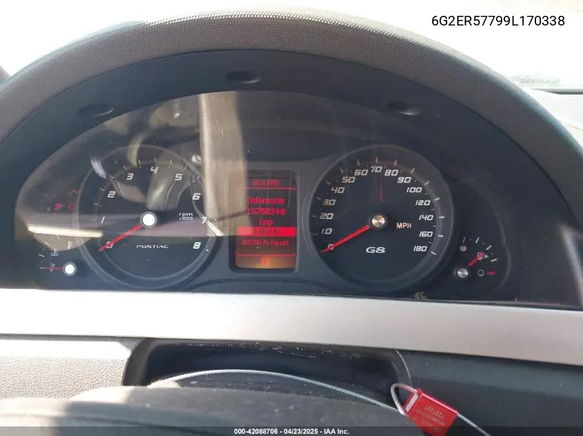 2009 Pontiac G8 VIN: 6G2ER57799L170338 Lot: 42088706