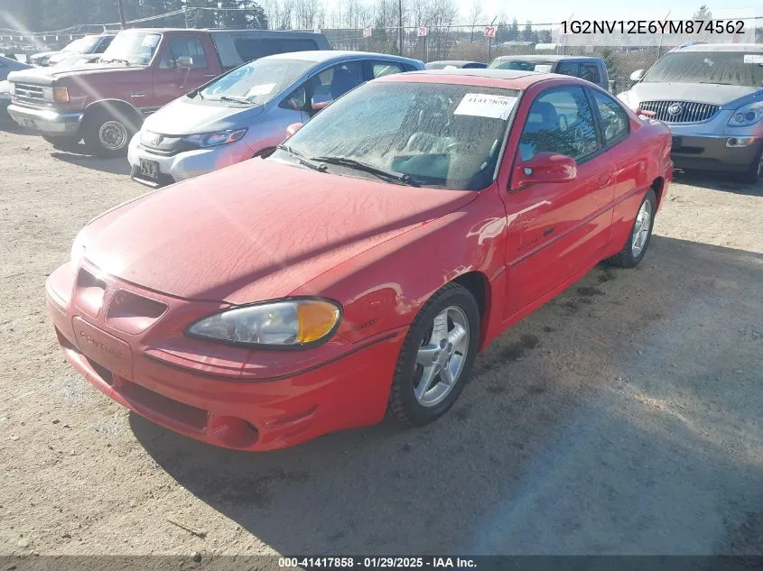 2000 Pontiac Grand Am Gt1 VIN: 1G2NV12E6YM874562 Lot: 41417858