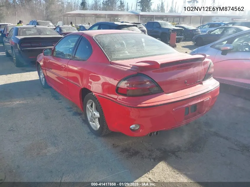 2000 Pontiac Grand Am Gt1 VIN: 1G2NV12E6YM874562 Lot: 41417858
