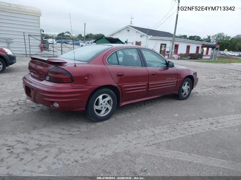 2000 Pontiac Grand Am Se1 VIN: 1G2NF52E4YM713342 Lot: 41965994