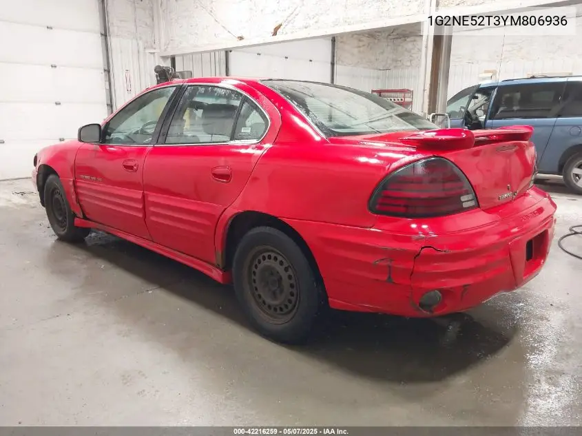 2000 Pontiac Grand Am Se VIN: 1G2NE52T3YM806936 Lot: 42216259