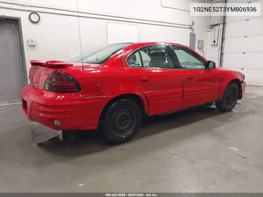 2000 Pontiac Grand Am Se VIN: 1G2NE52T3YM806936 Lot: 42216259