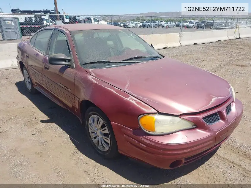 2000 Pontiac Grand Am Se VIN: 1G2NE52T2YM711722 Lot: 42584718