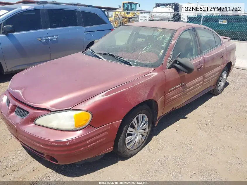2000 Pontiac Grand Am Se VIN: 1G2NE52T2YM711722 Lot: 42584718