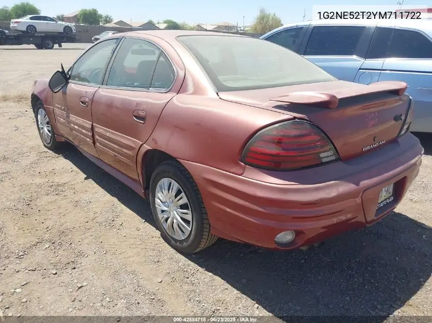 2000 Pontiac Grand Am Se VIN: 1G2NE52T2YM711722 Lot: 42584718