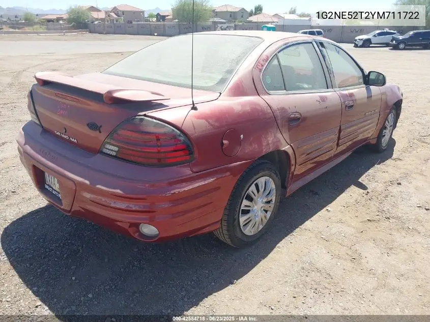 2000 Pontiac Grand Am Se VIN: 1G2NE52T2YM711722 Lot: 42584718