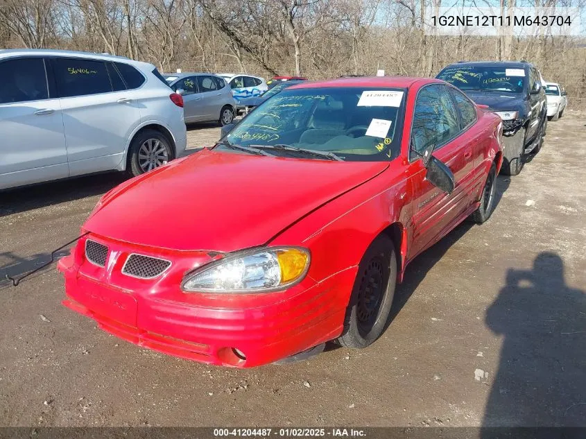 2001 Pontiac Grand Am Se VIN: 1G2NE12T11M643704 Lot: 41204487