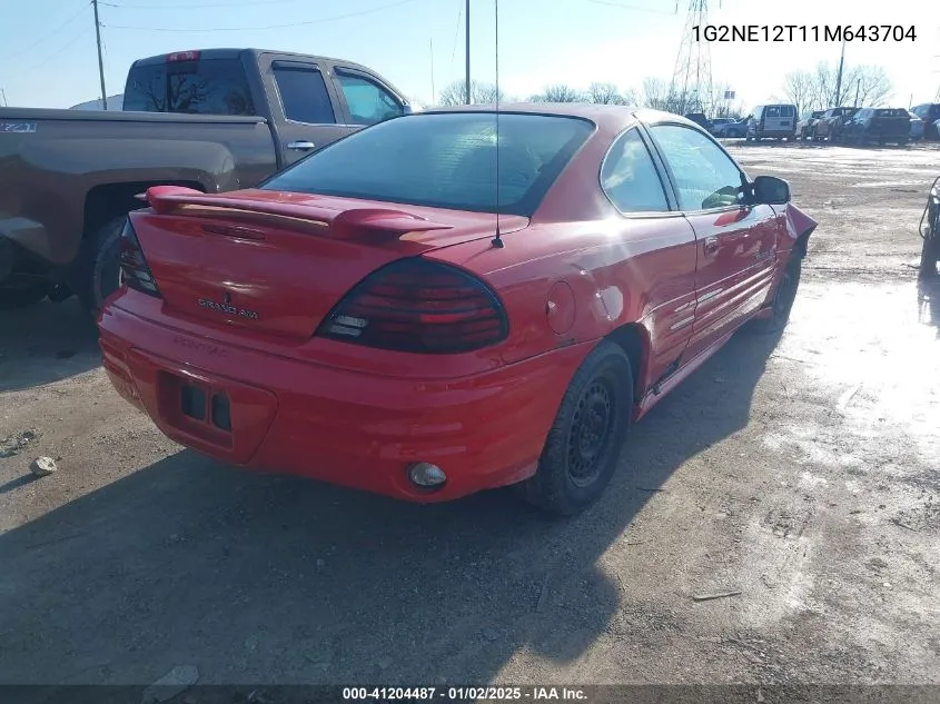 2001 Pontiac Grand Am Se VIN: 1G2NE12T11M643704 Lot: 41204487