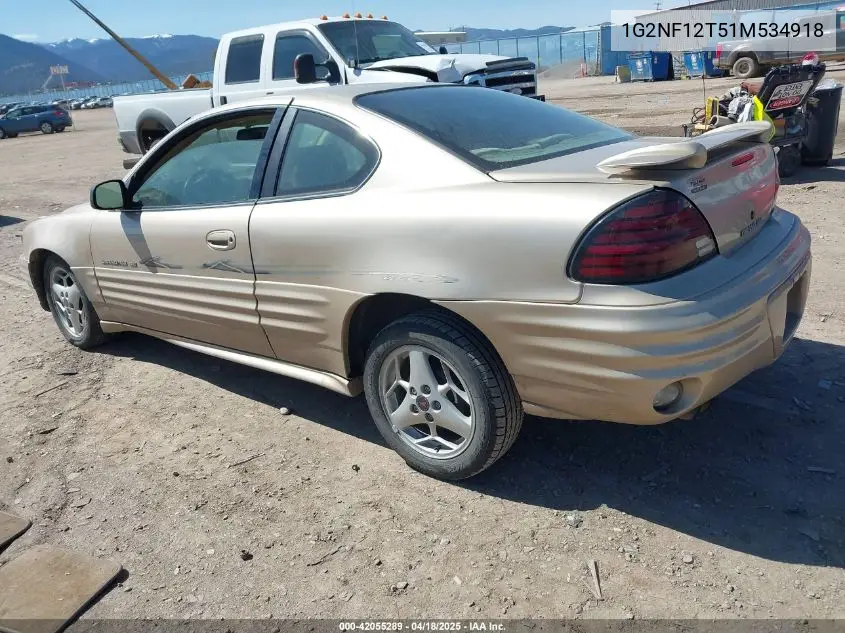 2001 Pontiac Grand Am Se1 VIN: 1G2NF12T51M534918 Lot: 42055289